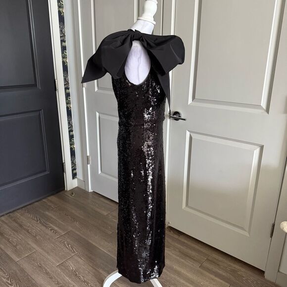 Veronica Beard Bader One Shoulder Black Sequins Midi Dress Size 8 - Picture 2 of 12